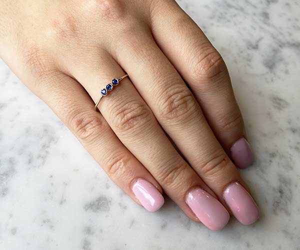 Ultra Fine Trilogy Blue Sapphire Ring